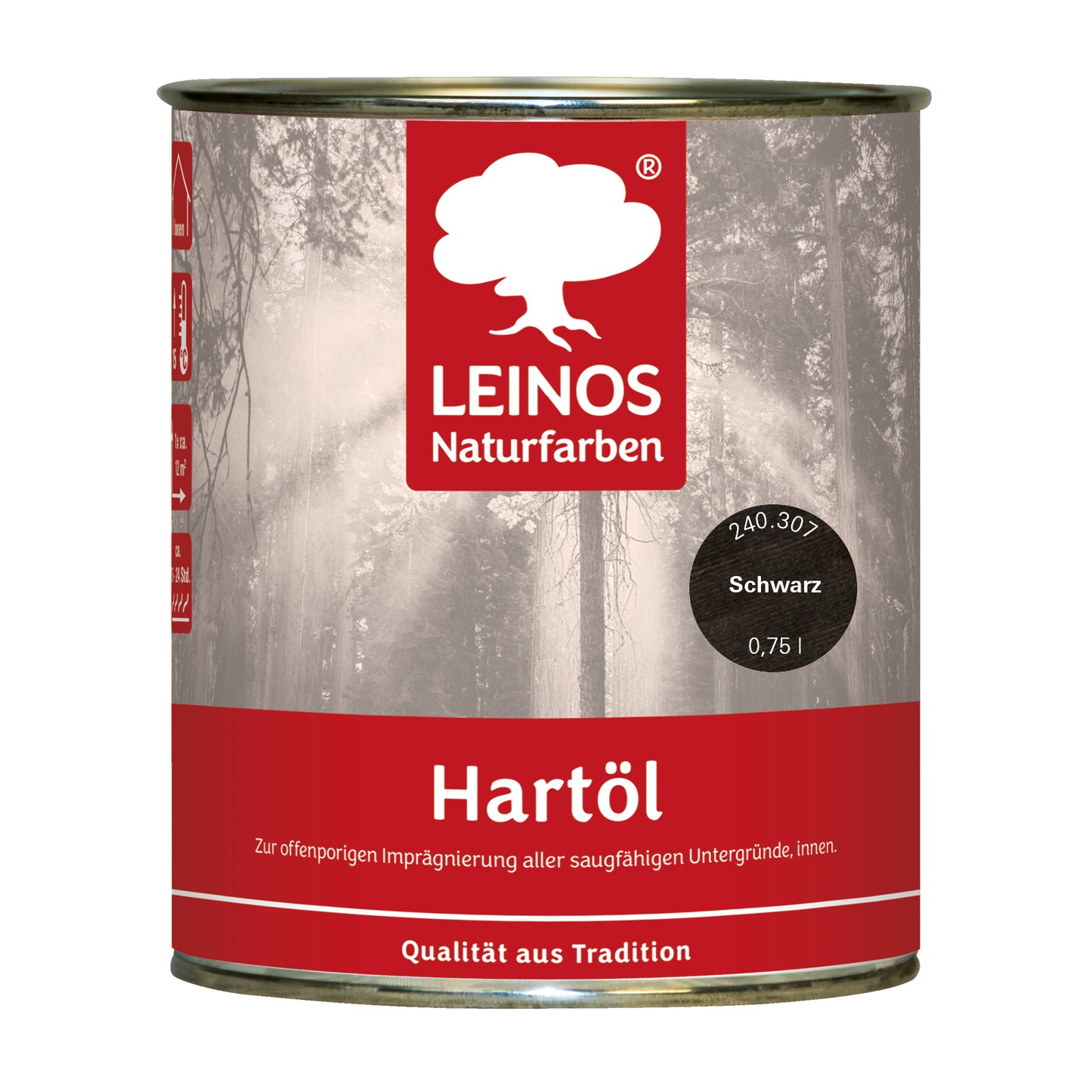 LEINOS Holzöl 750 ml | Hartöl Schwarz für Tische Möbel Arbeitsplatten | Teak Eiche Möbelöl für effektive Versiegelung und langanhaltenden Schutz im Innenbereich