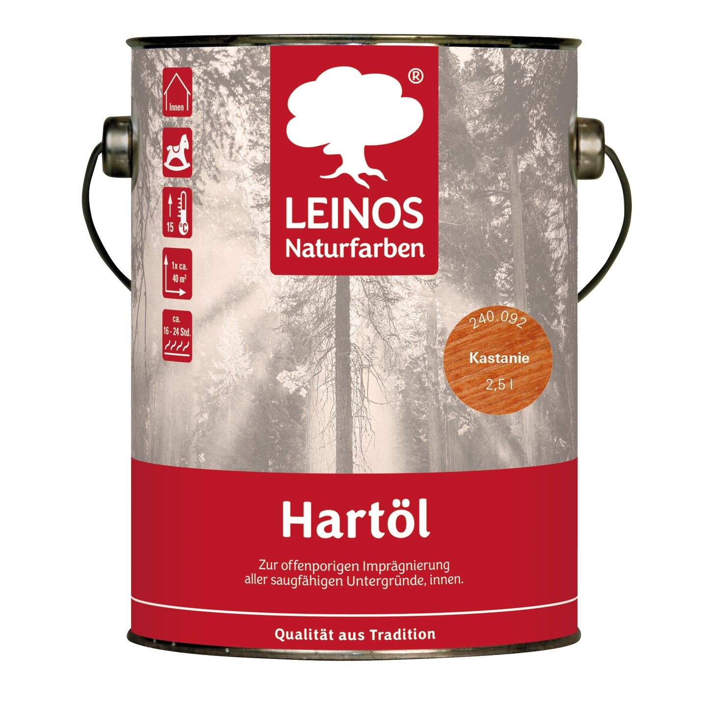 LEINOS Holzöl 2,5 l | Hartöl Kastanie für Tische Möbel Arbeitsplatten | Teak Eiche Möbelöl für effektive Versiegelung und langanhaltenden Schutz im Innenbereich