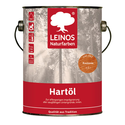 LEINOS Holzöl 2,5 l | Hartöl Kastanie für Tische Möbel Arbeitsplatten | Teak Eiche Möbelöl für effektive Versiegelung und langanhaltenden Schutz im Innenbereich