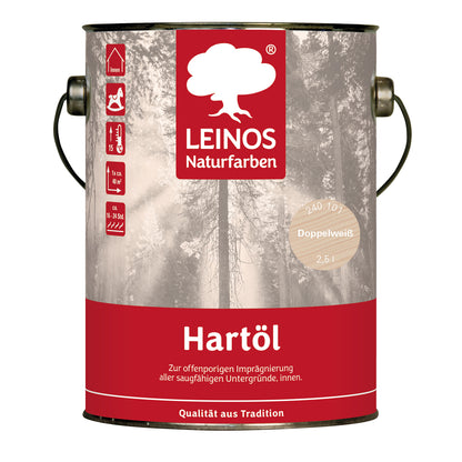 LEINOS Holzöl 2,5 l | Hartöl Doppelweiß für Tische Möbel Arbeitsplatten | Teak Eiche Möbelöl für effektive Versiegelung und langanhaltenden Schutz im Innenbereich