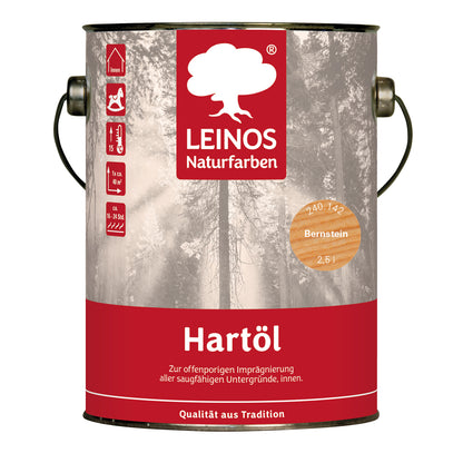 LEINOS Holzöl 2,5 l | Hartöl Bernstein für Tische Möbel Arbeitsplatten | Teak Eiche Möbelöl für effektive Versiegelung und langanhaltenden Schutz im Innenbereich