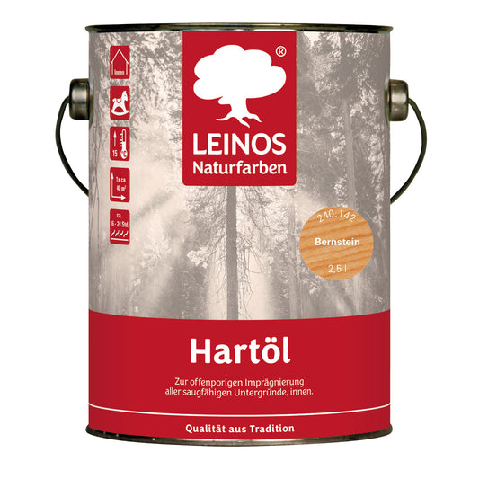 LEINOS Holzöl 2,5 l | Hartöl Bernstein für Tische Möbel Arbeitsplatten | Teak Eiche Möbelöl für effektive Versiegelung und langanhaltenden Schutz im Innenbereich