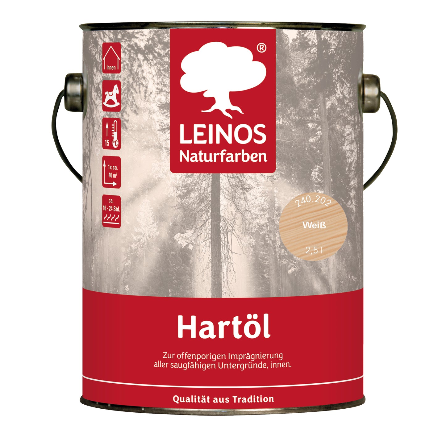 LEINOS Holzöl 2,5 l | Hartöl Weiß für Tische Möbel Arbeitsplatten | Teak Eiche Möbelöl für effektive Versiegelung und langanhaltenden Schutz im Innenbereich