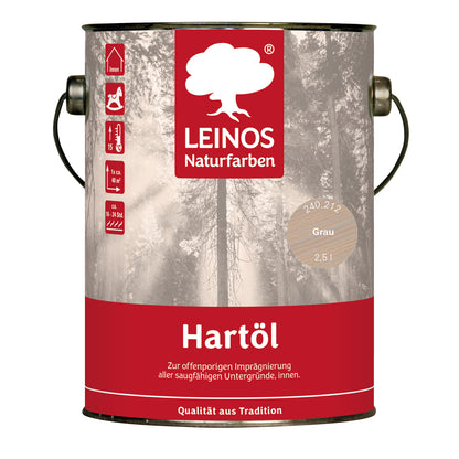 LEINOS Holzöl 2,5 l | Hartöl Grau für Tische Möbel Arbeitsplatten | Teak Eiche Möbelöl für effektive Versiegelung und langanhaltenden Schutz im Innenbereich