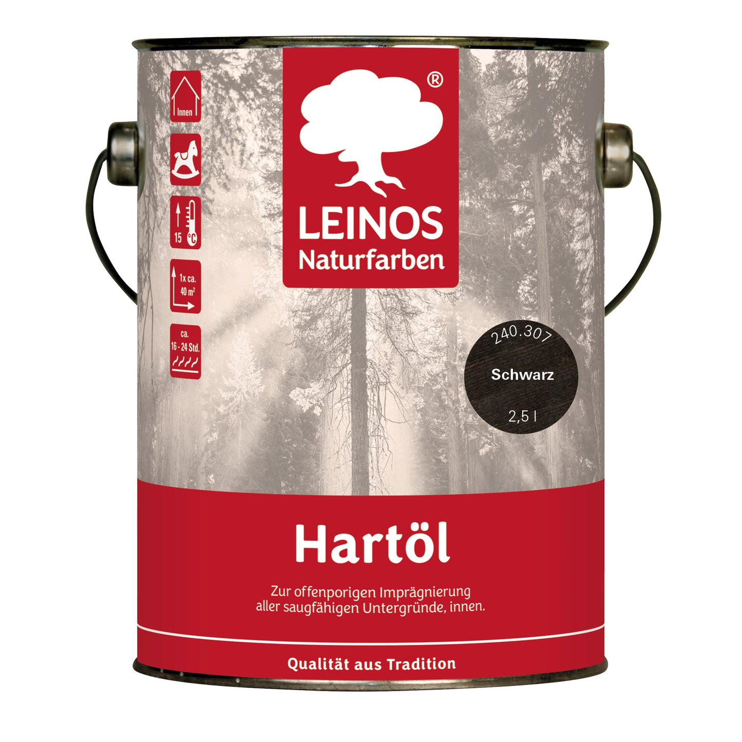 LEINOS Holzöl 2,5 l | Hartöl Schwarz für Tische Möbel Arbeitsplatten | Teak Eiche Möbelöl für effektive Versiegelung und langanhaltenden Schutz im Innenbereich