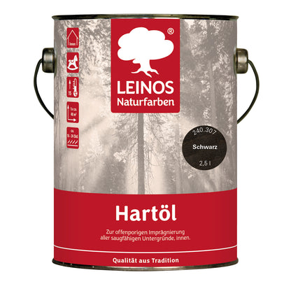 LEINOS Holzöl 2,5 l | Hartöl Schwarz für Tische Möbel Arbeitsplatten | Teak Eiche Möbelöl für effektive Versiegelung und langanhaltenden Schutz im Innenbereich