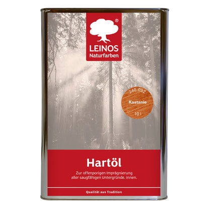 LEINOS Holzöl 10 l | Hartöl Kastanie für Tische Möbel Arbeitsplatten | Teak Eiche Möbelöl für effektive Versiegelung und langanhaltenden Schutz im Innenbereich