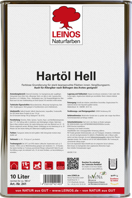 LEINOS 241 Hartöl Hell für Innen 10 l