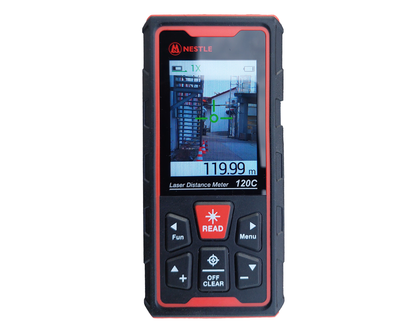 Nestle NDL-120C Laser-Entfernungsmesser – 120 m Reichweite, grüner Laser, 4X Zoom-Kamera, großes IPS-Farbdisplay, 100 Messwerte Speicher, IP68, USB-C Akku, Bluetooth/JoyPlan