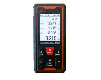 Nestle NDL-120C Laser-Entfernungsmesser – 120 m Reichweite, grüner Laser, 4X Zoom-Kamera, großes IPS-Farbdisplay, 100 Messwerte Speicher, IP68, USB-C Akku, Bluetooth/JoyPlan