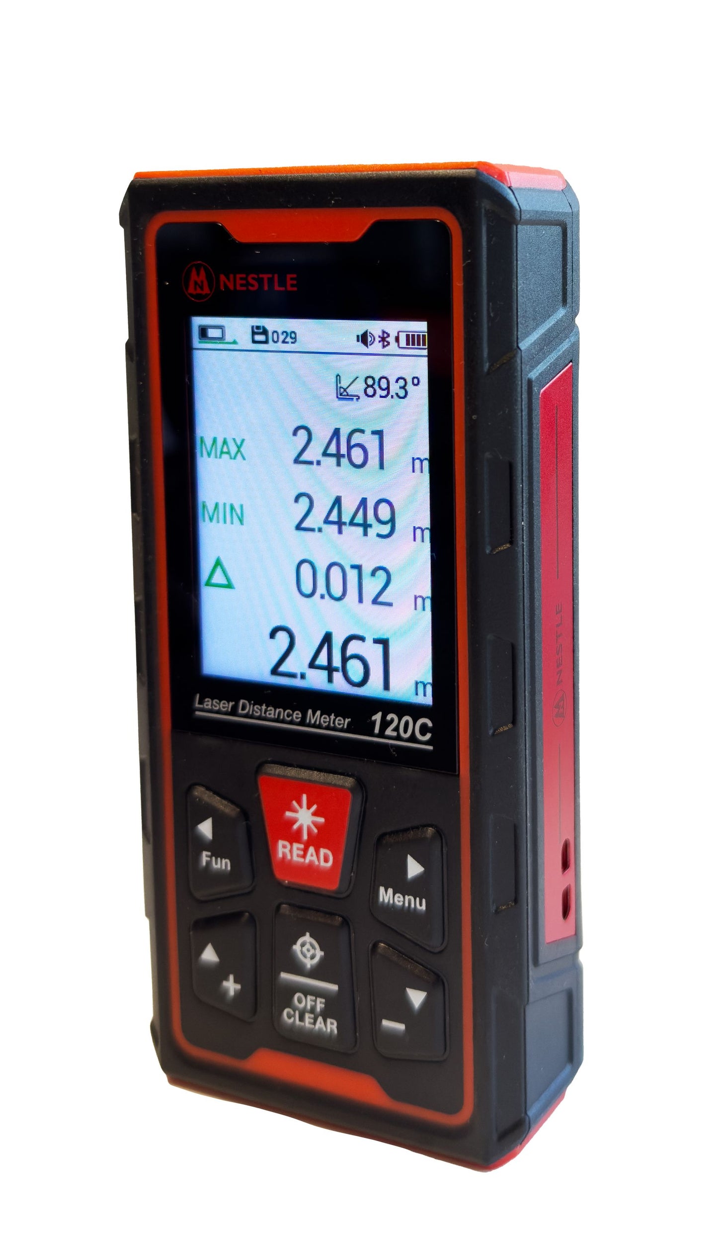 Nestle NDL-120C Laser-Entfernungsmesser – 120 m Reichweite, grüner Laser, 4X Zoom-Kamera, großes IPS-Farbdisplay, 100 Messwerte Speicher, IP68, USB-C Akku, Bluetooth/JoyPlan