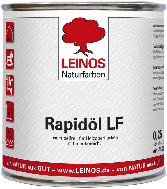 LEINOS Rapidöl LF 249 0,25 l – lösemittelfreie Öl-Wachs-Kombination für Holz, schnelle Einmalbehandlung & Reparatur, pastös, sehr gut polierbar, für wenig beanspruchte Holzoberflächen