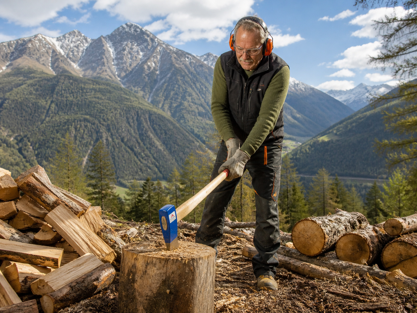 STUBAI Holzspalthammer 3500 g mit 850 mm Eschenholzstiel – geschmiedet, geschliffen & poliert – mit Wendenase, ballig geschliffen – für Meterstücke, Kurzholz & Spaltkeile – Profiwerkzeug