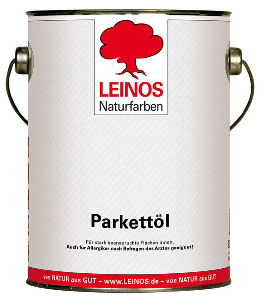 LEINOS 252 Parkettöl für Innen, 2,5 L – seidenmatt & farblos – natürliche Holzpflege für Parkett & Dielenböden – atmungsaktiv, wasserabweisend & strapazierfähig – lösemittelfrei & offenporig