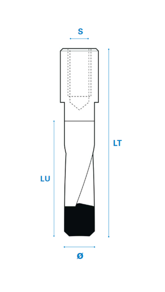 Nutfräser für Domino® System, Schneide 2, Vollhartmetall Ø 4 Rechts, 11 - 49 - M6x0,75