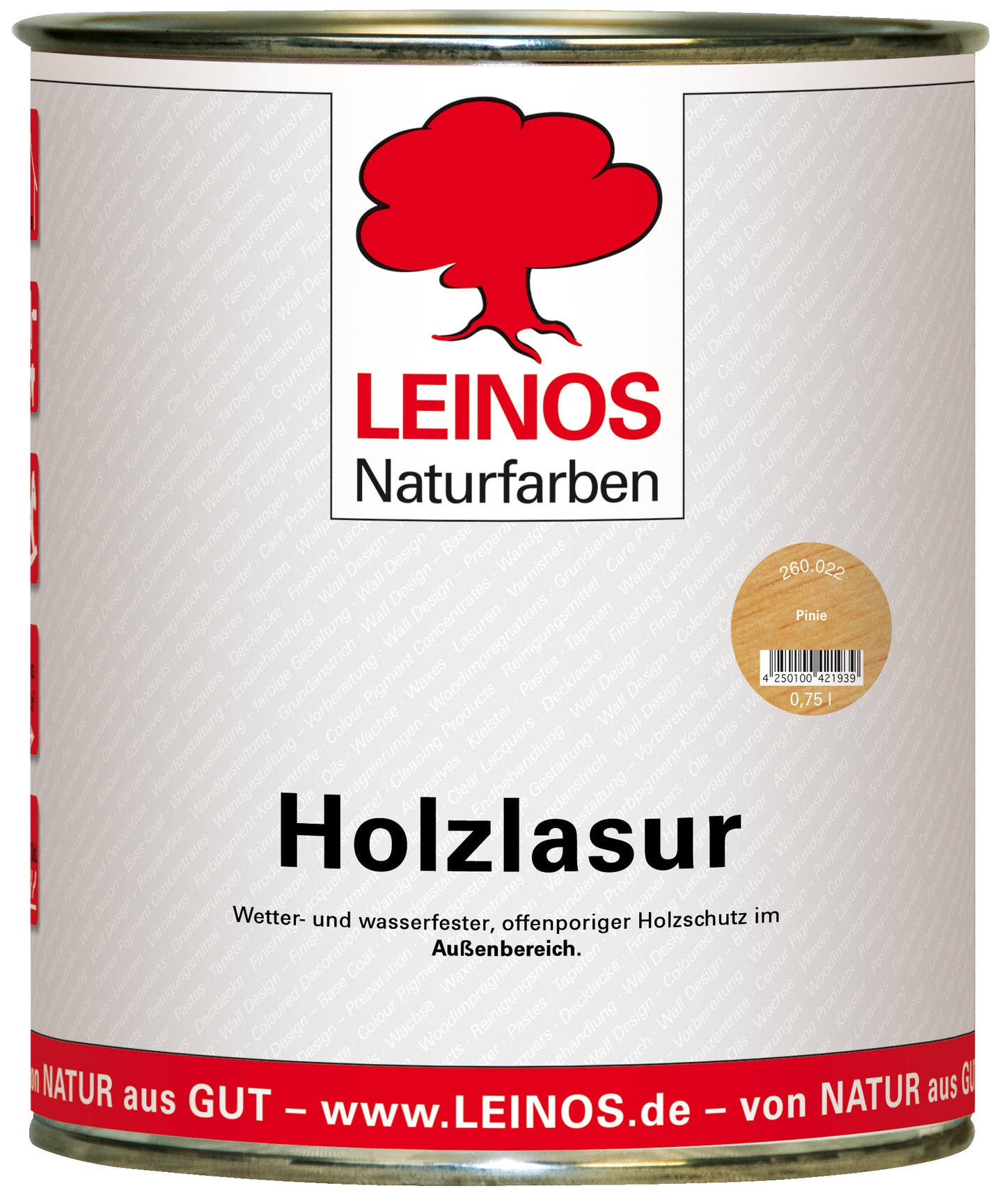 LEINOS 260 Holzlasur für Außen 022 Pinie 0,75 l