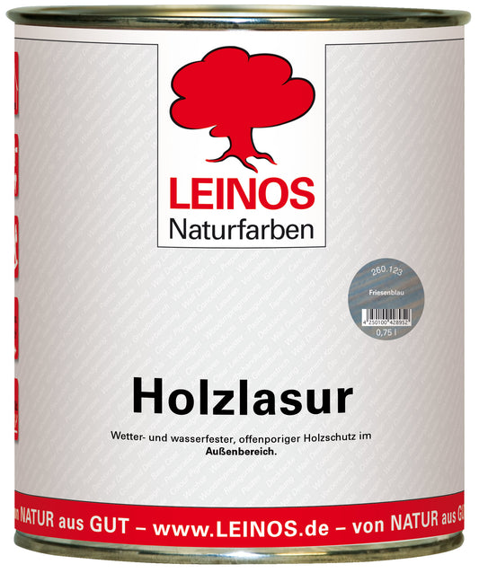 LEINOS 260 Holzlasur für Außen 123 Friesenblau 0,75 l