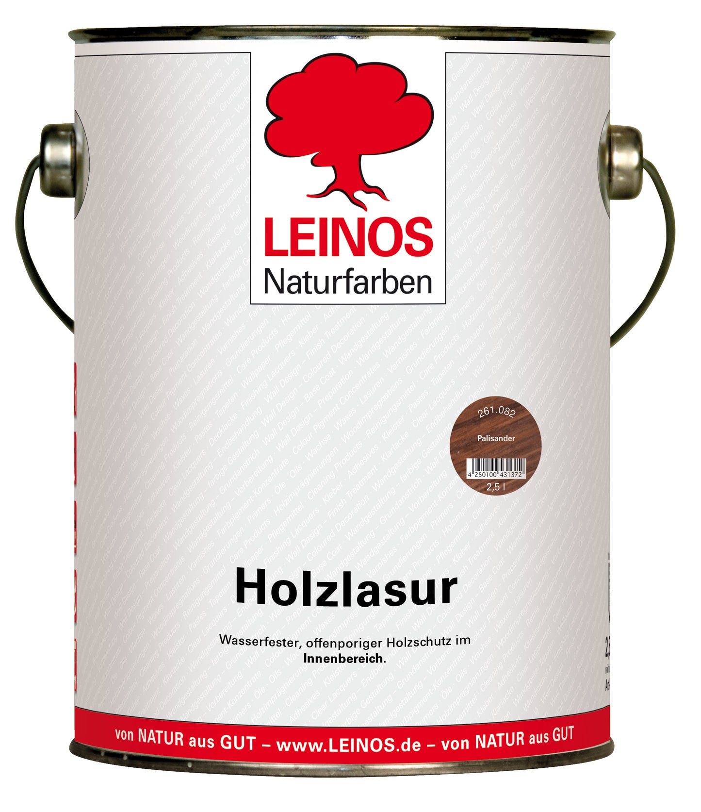 LEINOS 261 Holzlasur für Innen 082 Palisander 2,5 l