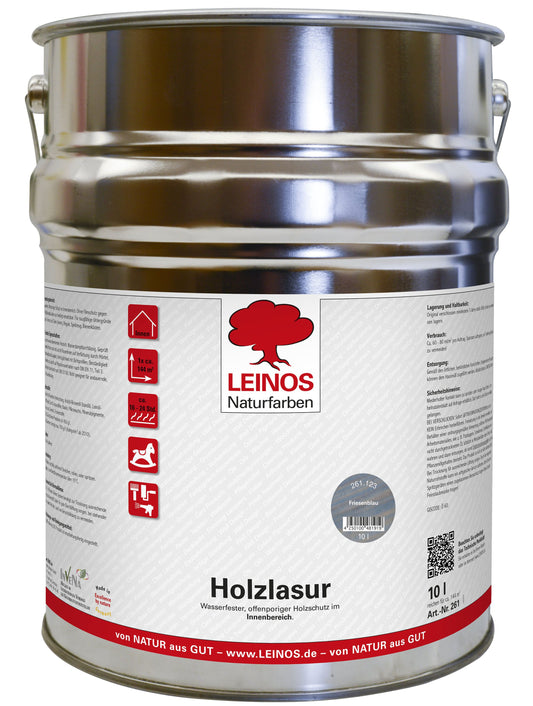 LEINOS 261 Holzlasur für Innen 123 Friesenblau 10 l