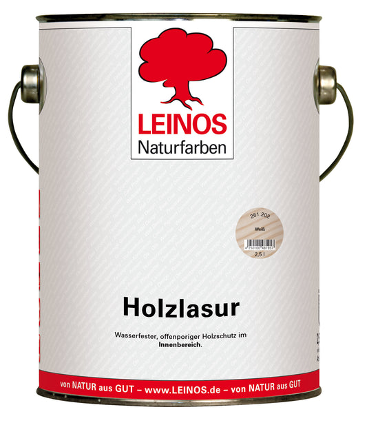 LEINOS 261 Holzlasur für Innen 202 Weiss 2,5 l