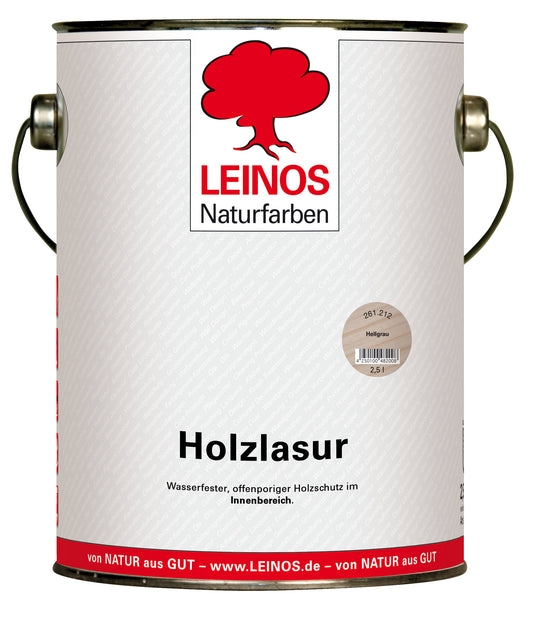 LEINOS 261 Holzlasur für Innen 212 Hellgrau 2,5 l