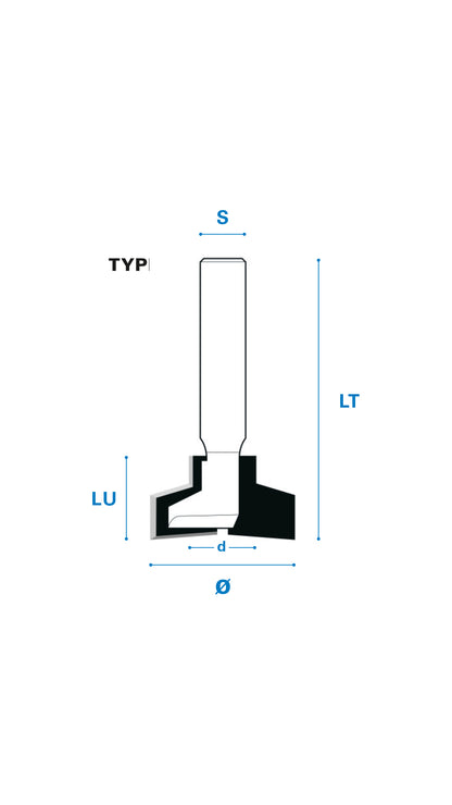 Fräser für ALU Einhängerprofil passend für Bohnacker Ø 26 S 8 x 30 Type A (ohne Platten)