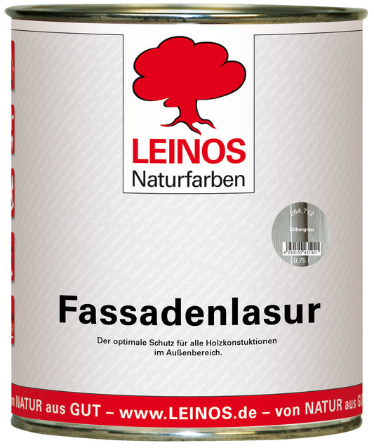 LEINOS 264 Fassadenlasur für Außen 0,75l, Silbergrau