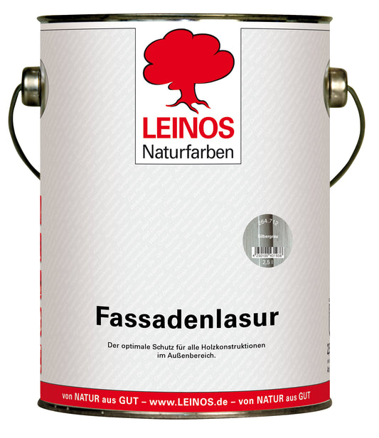 LEINOS 264 Fassadenlasur für Außen 2,5l, Silbergrau