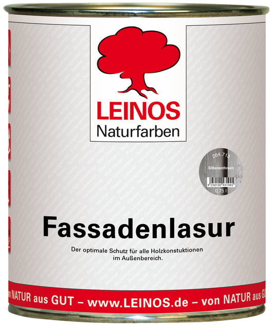 LEINOS 264 Fassadenlasur für Außen 0,75l, Silberanthrazit