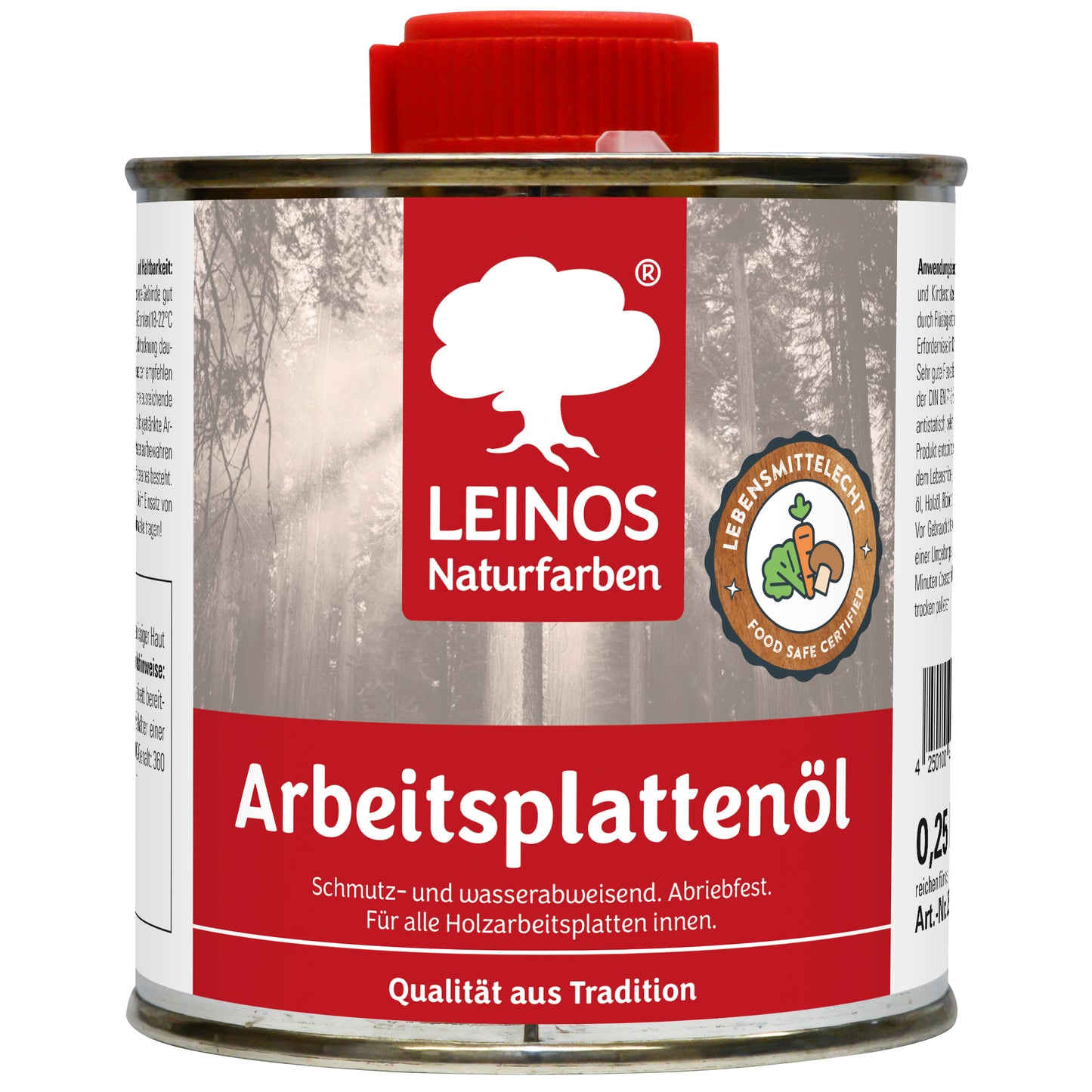 LEINOS 280 Arbeitsplattenöl für Innen 0,25 | Naturöl zur Imprägnierung von Küchenarbeitsplatten, Möbeloberflächen & Kinderspielzeug aus Holz | Speziell für den Küchenbereich, lösemittelfrei