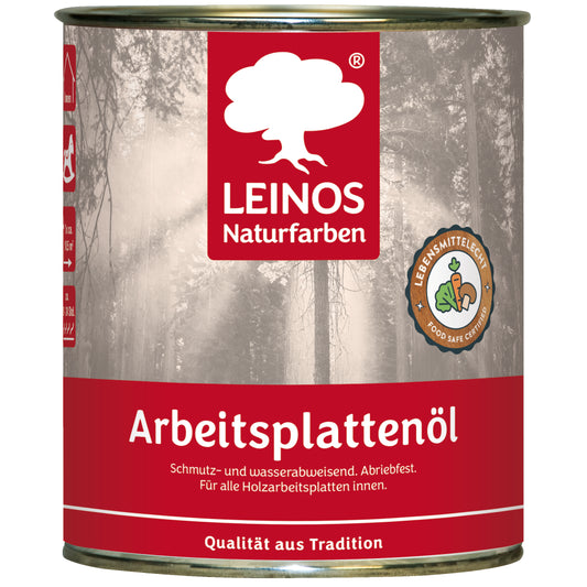 LEINOS 280 Arbeitsplattenöl für Innen 0,75 l |  Imprägnierung von Küchenarbeitsplatten, Möbeloberflächen und Kinderspielzeug aus Holz. | speziell Küchenbereich