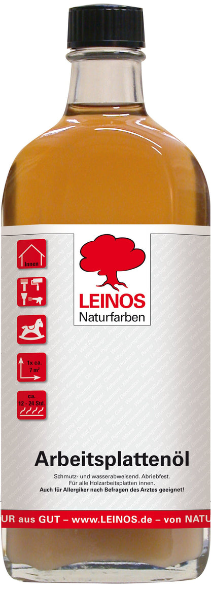 LEINOS 280 Arbeitsplattenöl für Innen 0,25 | Naturöl zur Imprägnierung von Küchenarbeitsplatten, Möbeloberflächen & Kinderspielzeug aus Holz | Speziell für den Küchenbereich, lösemittelfrei