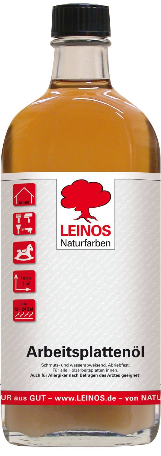 LEINOS 280 Arbeitsplattenöl für Innen 0,25 | Naturöl zur Imprägnierung von Küchenarbeitsplatten, Möbeloberflächen & Kinderspielzeug aus Holz | Speziell für den Küchenbereich, lösemittelfrei