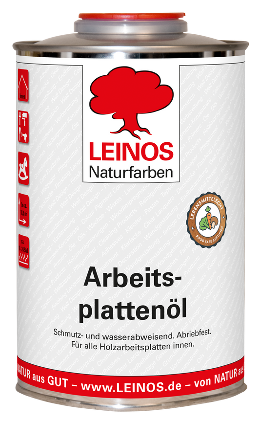 LEINOS 280 Arbeitsplattenöl für Innen 0,25 | Naturöl zur Imprägnierung von Küchenarbeitsplatten, Möbeloberflächen & Kinderspielzeug aus Holz | Speziell für den Küchenbereich, lösemittelfrei