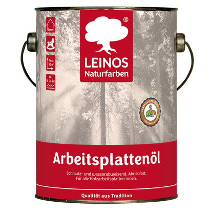 LEINOS 280 Arbeitsplattenöl für Innen 2,5l | Imprägnierung von Küchenarbeitsplatten, Möbeloberflächen und Kinderspielzeug aus Holz | speziell Küchenbereich