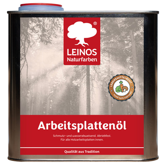 LEINOS 280 Arbeitsplattenöl für Innen 2,5 | Naturöl zur Imprägnierung von Küchenarbeitsplatten, Möbeloberflächen & Kinderspielzeug aus Holz | Speziell für den Küchenbereich, lösemittelfrei