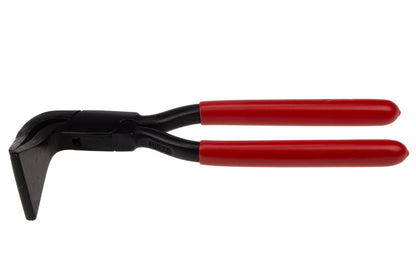STUBAI Spengler Falzzange 90° gebogen 40 mm Maul, 250 mm Länge, C45 Kohlenstoffstahl, durchgestecktes Gewerbe, vergütete Backen, 50 mm Einstecktiefe, rote Kunststoffgriffe, Profi, Made in Austria top!