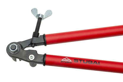STUBAI Rinnenträger-Abbiegezange 800 mm | Biegewinkel schnell verstellbar | Abgleitrolle aus vergütetem Stahl | Aluminiumrohrhebel mit Grip | Dachdecker- & Spenglerwerkzeug 282410