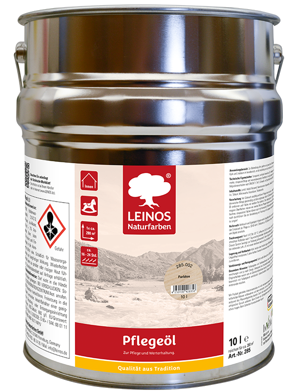 LEINOS 285 Pflegeöl 002 farblos  10 Liter | Zur Behandlung aller geölten und gewachsten Flächen wie Holz, Kork und Linoleum im Innenbereich |