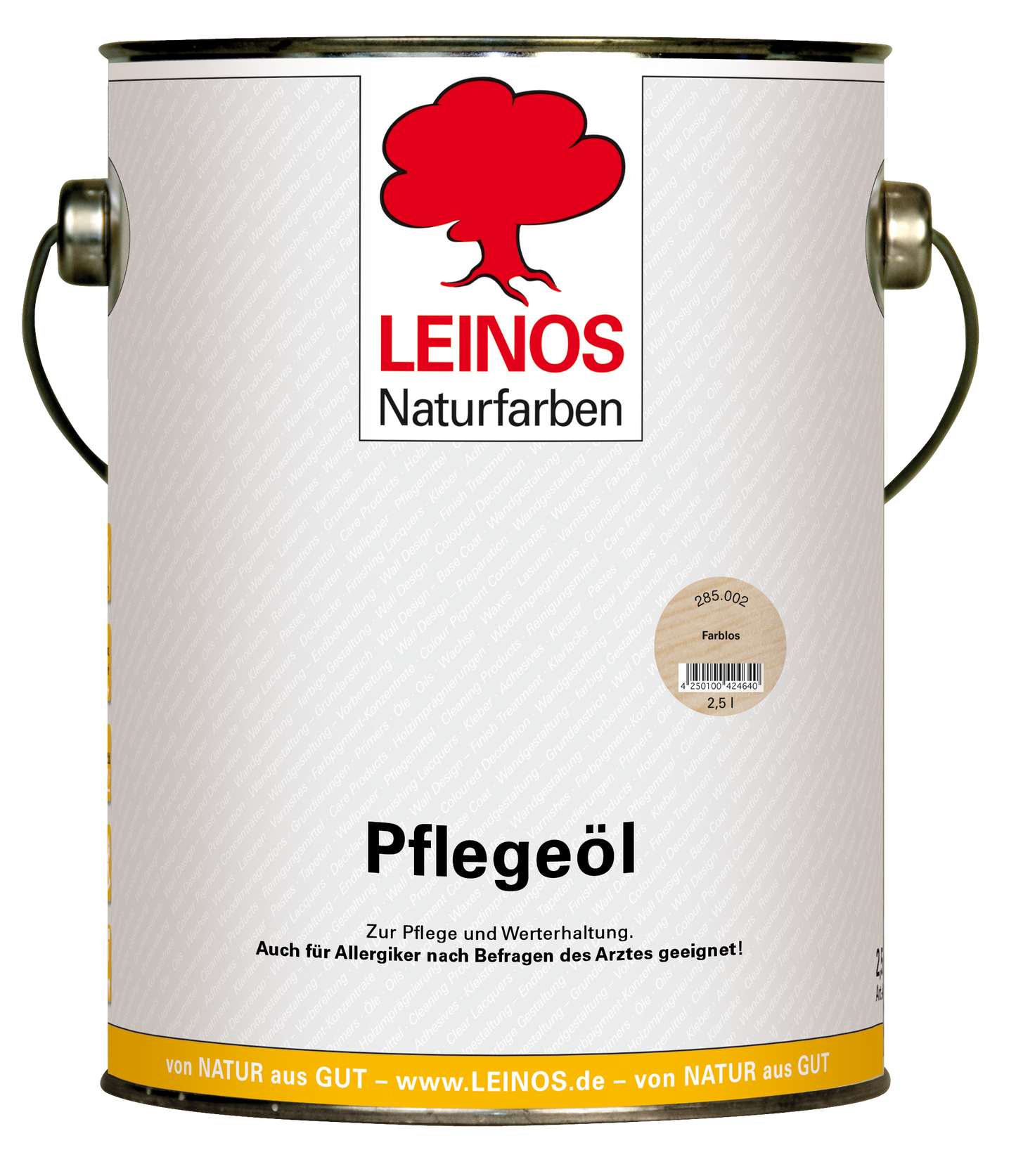 LEINOS 285 Pflegeöl 002 farblos 2,50 Liter | Zur Behandlung aller geölten und gewachsten Flächen wie Holz, Kork und Linoleum im Innenbereich |