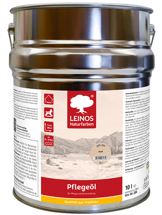 LEINOS 285 Pflegeöl 202 Weiß 10 Liter | Zur Behandlung aller geölten und gewachsten Flächen wie Holz, Kork und Linoleum im Innenbereich |