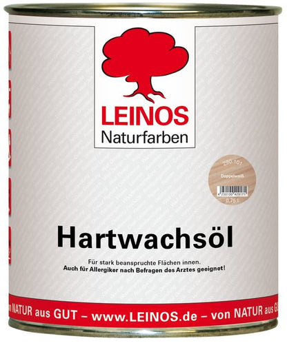 LEINOS 290 Hartwachsöl, 0,75 l, Doppelweiss | sehr widerstandsfähige, seidenmatte Öl-Wachs-Harz-Beschichtung | Ideal für stark strapazierte Holzfußböden und Treppen