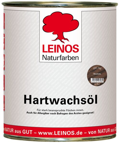 LEINOS 290 Hartwachsöl, 0,75 l, ebenholz | sehr widerstandsfähige, seidenmatte Öl-Wachs-Harz-Beschichtung | Ideal für stark strapazierte Holzfußböden und Treppen