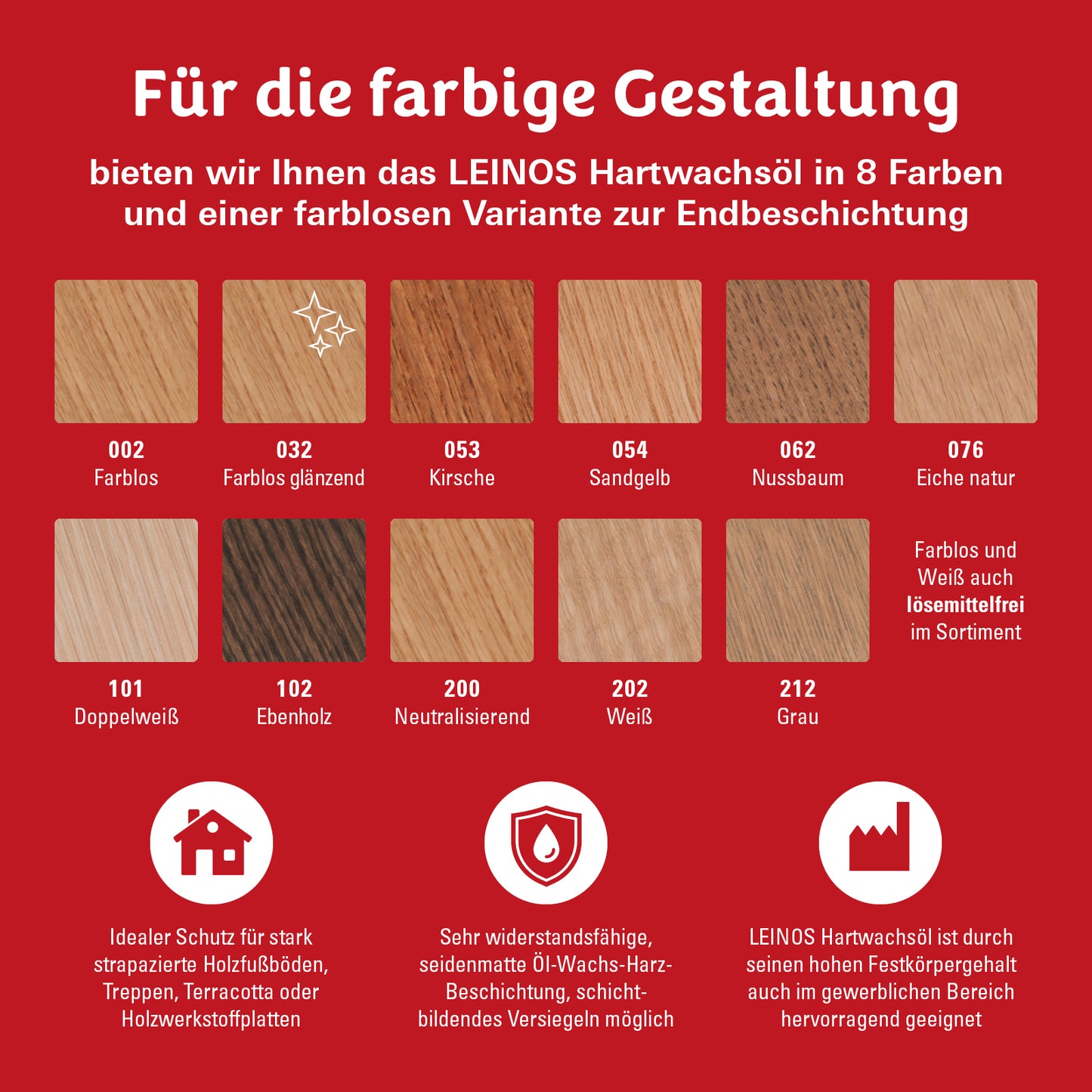 LEINOS Hartwachsöl 290 Kirsche – 0,25 l – Natürliches Holzöl mit Wachs, offenporiger Holzschutz für Möbel, Böden & Innenflächen – seidenmatt, atmungsaktiv, pflegeleicht & strapazierfähig