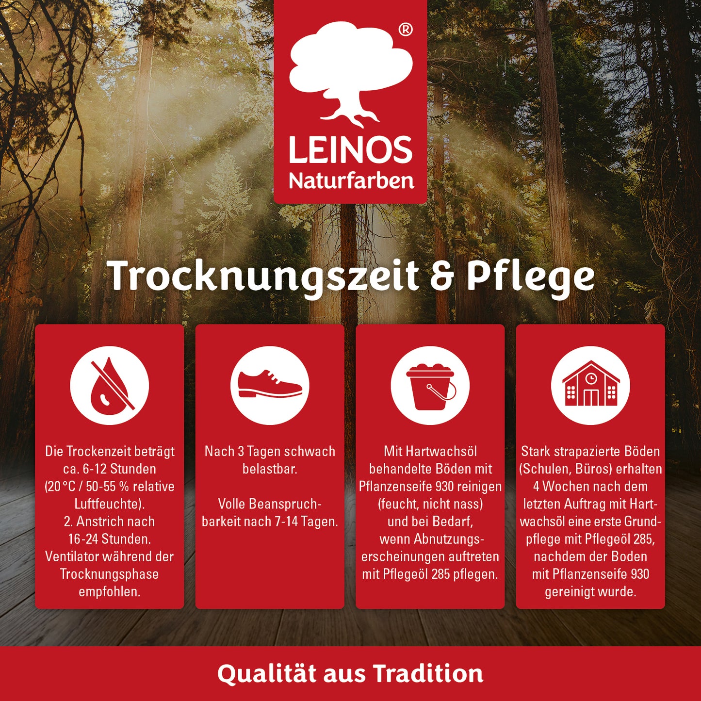LEINOS Hartwachsöl 290 Kirsche – 0,25 l – Natürliches Holzöl mit Wachs, offenporiger Holzschutz für Möbel, Böden & Innenflächen – seidenmatt, atmungsaktiv, pflegeleicht & strapazierfähig