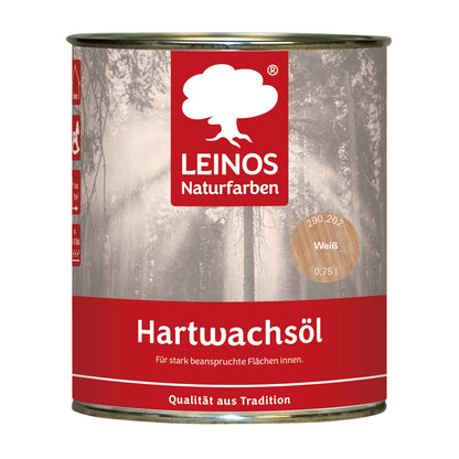 LEINOS 290 Hartwachsöl, 0,75 l, weiss | sehr widerstandsfähige, seidenmatte Öl-Wachs-Harz-Beschichtung | Ideal für stark strapazierte Holzfußböden und Treppen