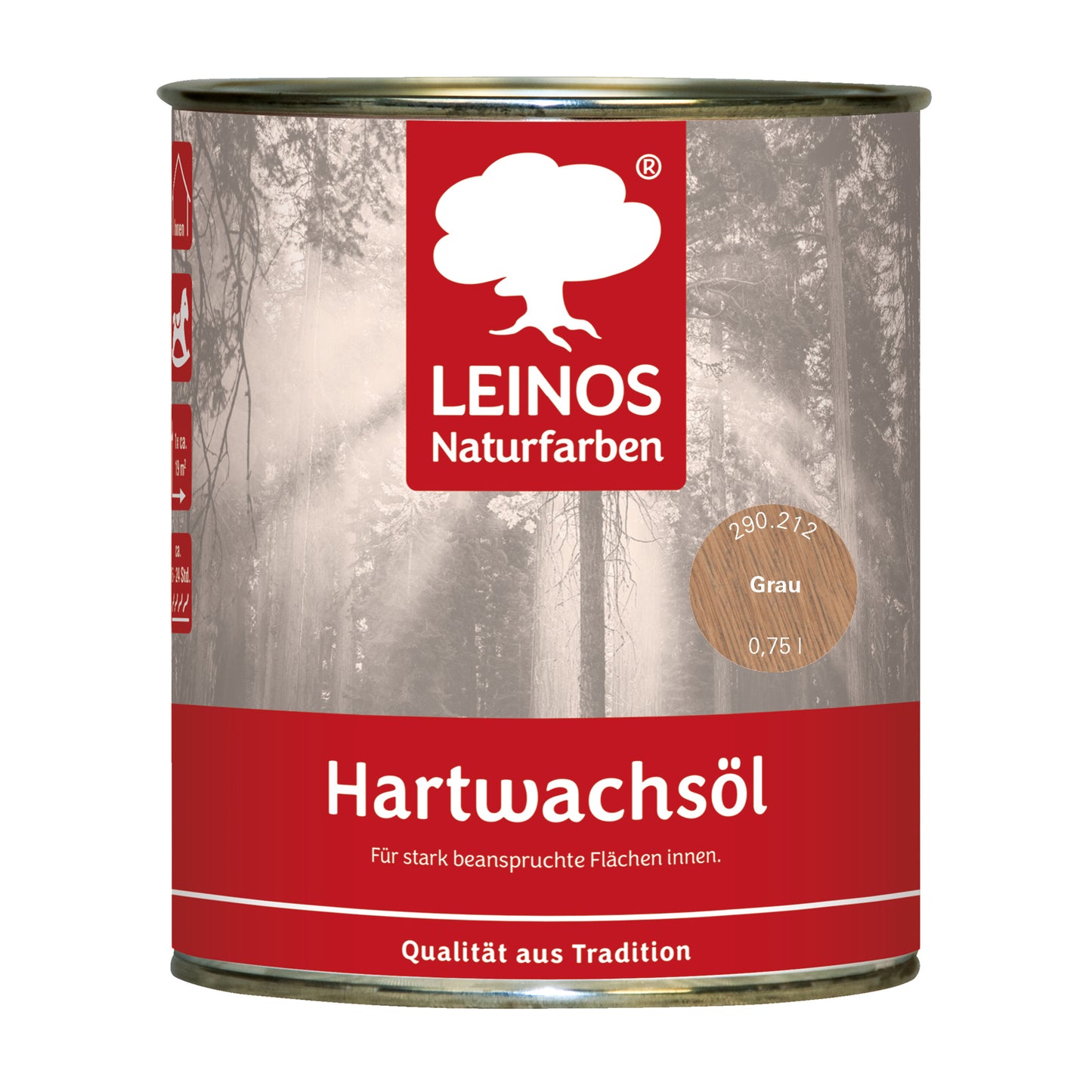 LEINOS 290 Hartwachsöl 10l, Grau
