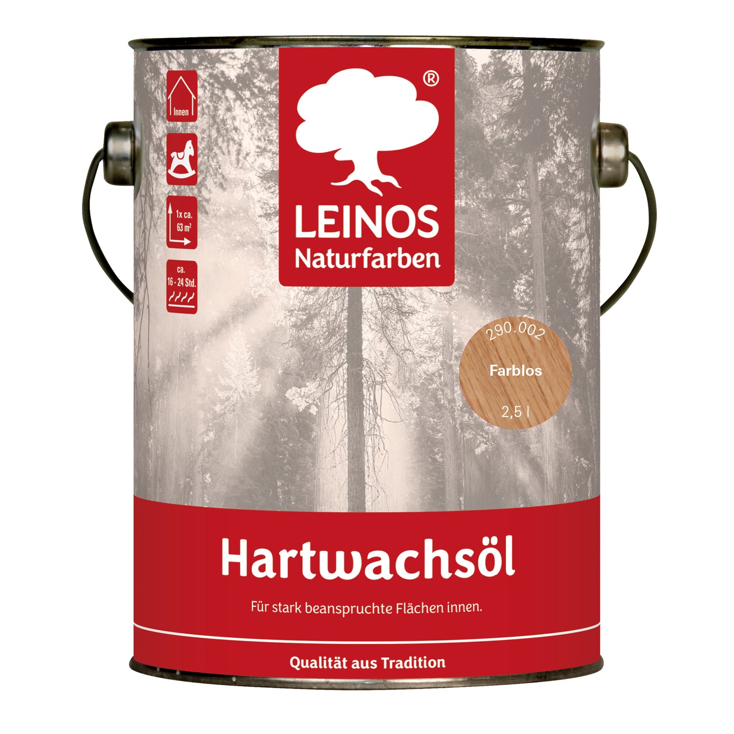 LEINOS Hartwachsöl 2,5L farblos – seidenmatte, strapazierfähige Holzbeschichtung – für Böden, Treppen & Möbel – wasserabweisend, diffusionsoffen – ideal für stark beanspruchte Innenflächen