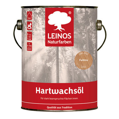 LEINOS Hartwachsöl 2,5L farblos – seidenmatte, strapazierfähige Holzbeschichtung – für Böden, Treppen & Möbel – wasserabweisend, diffusionsoffen – ideal für stark beanspruchte Innenflächen