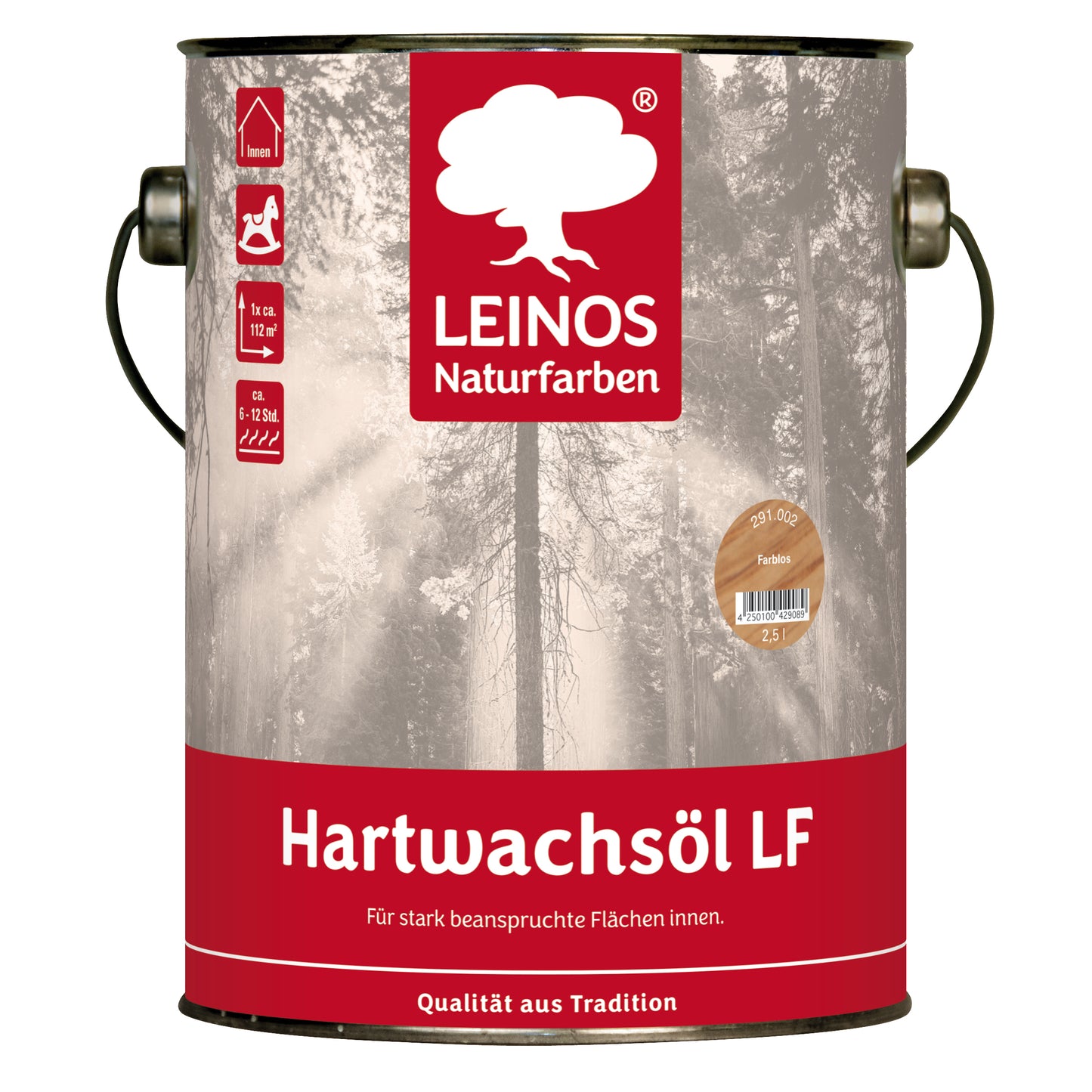 LEINOS Hartwachsöl LF 291 farblos 2,5 L für den Innenbereich– lösemittelfrei für Holz- & Korkböden, Möbel & Innenflächen – seidenmatt, offenporig, wasserabweisend & strapazierfähig –